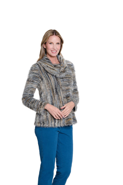 Striped Cowl Neck Knit Top - Multi