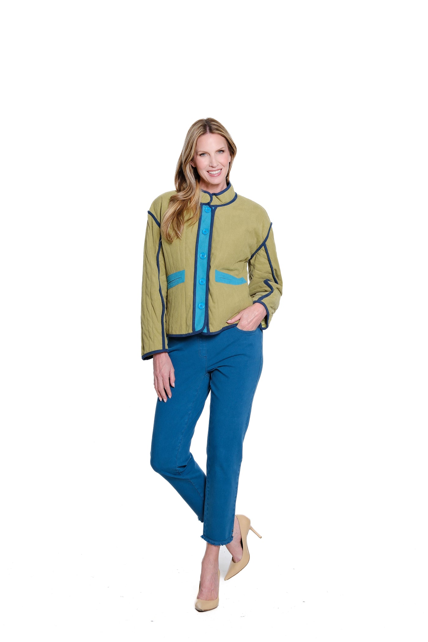 Quilted Contrast Trim Jacket - Multi