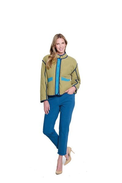 Quilted Contrast Trim Jacket - Multi