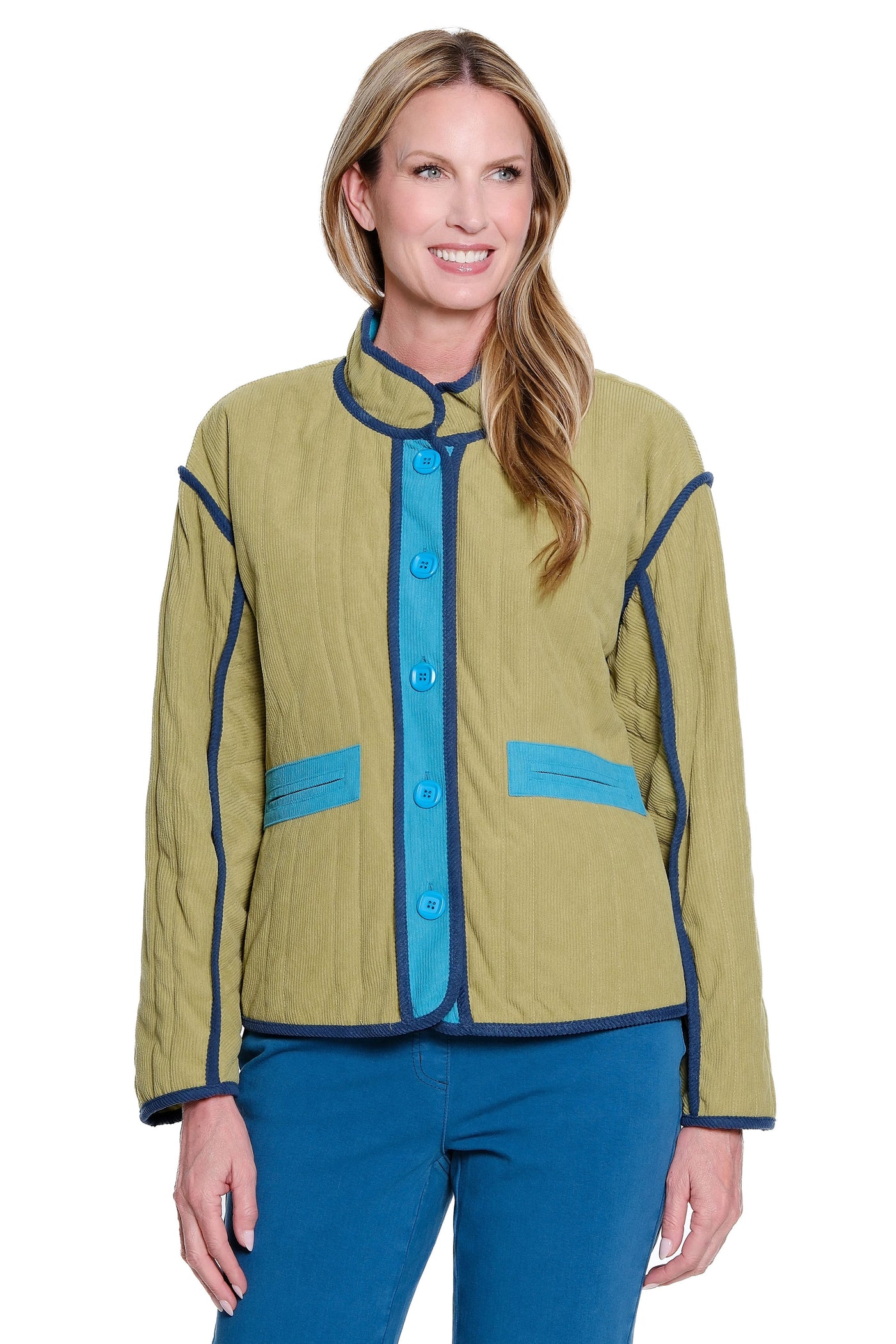 Quilted Contrast Trim Jacket - Multi