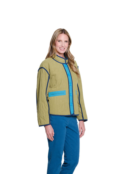 Quilted Contrast Trim Jacket - Multi