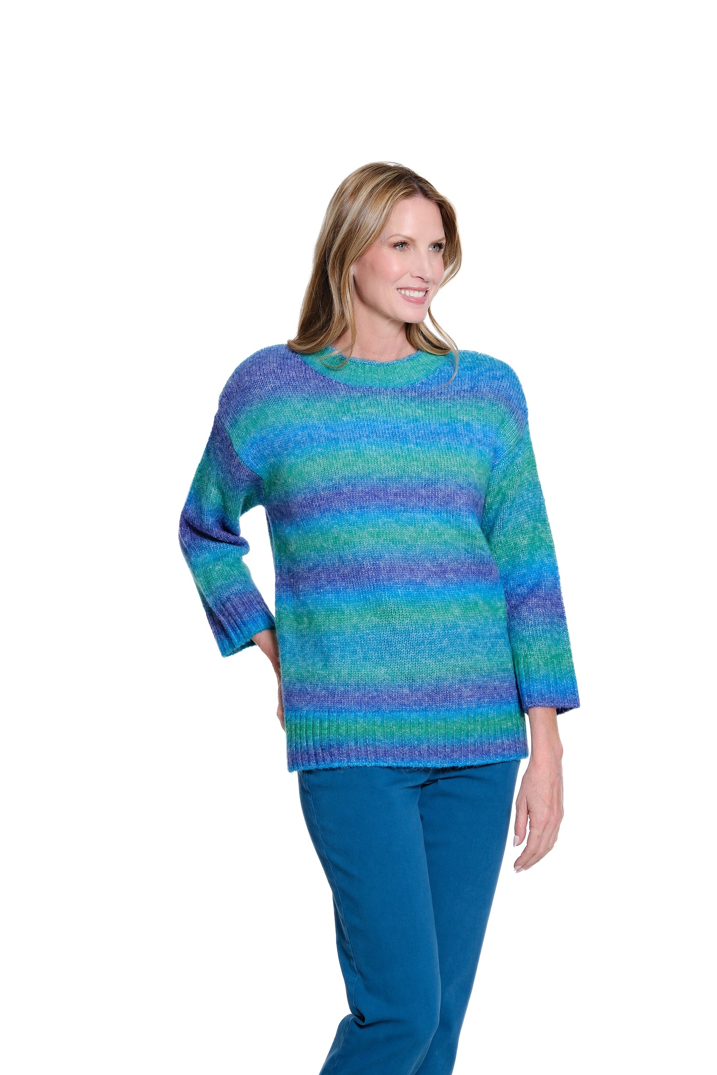 Ombre Striped Sweater - Turquoise