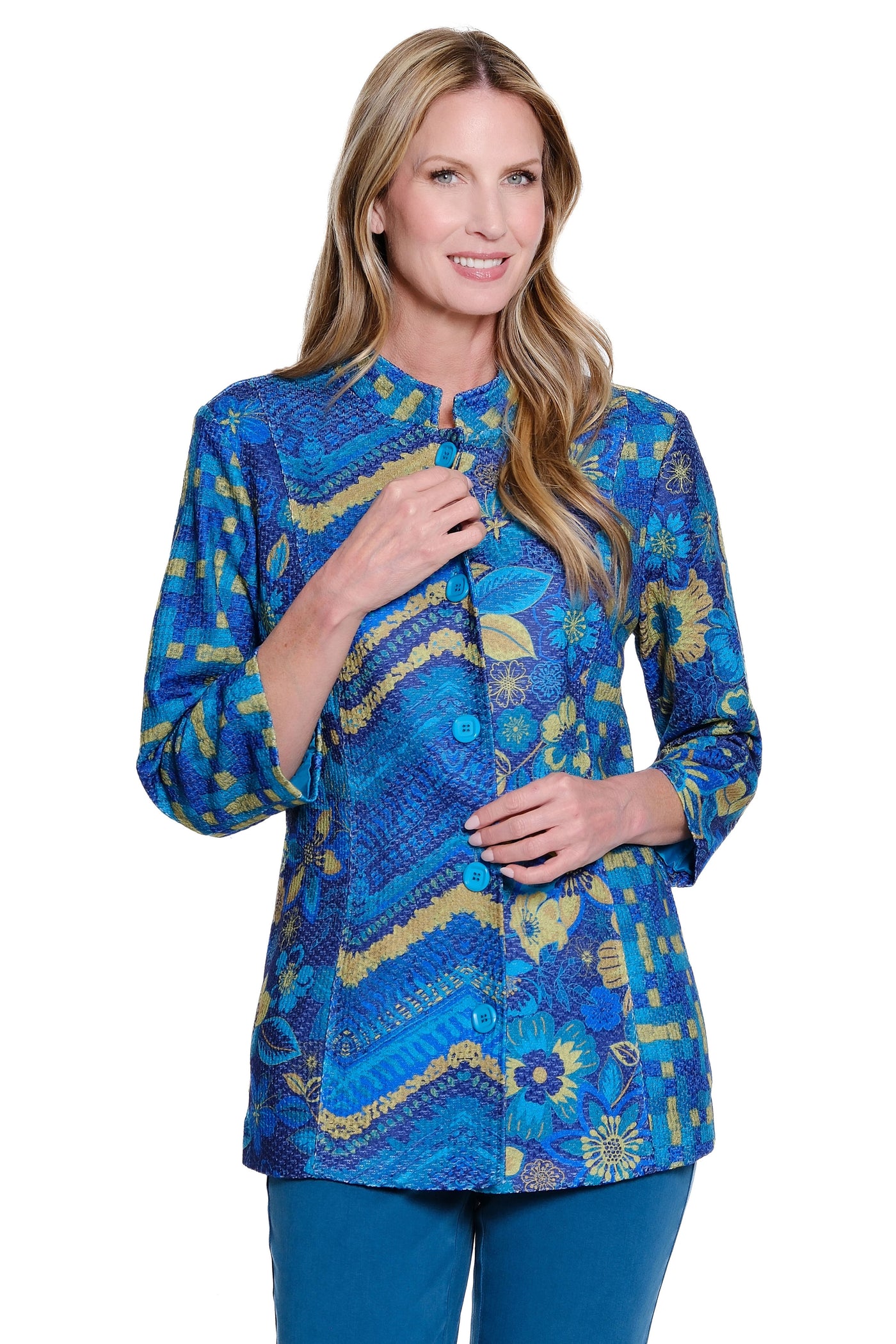 Mixed Print Knit Jacket - Petite - Multi