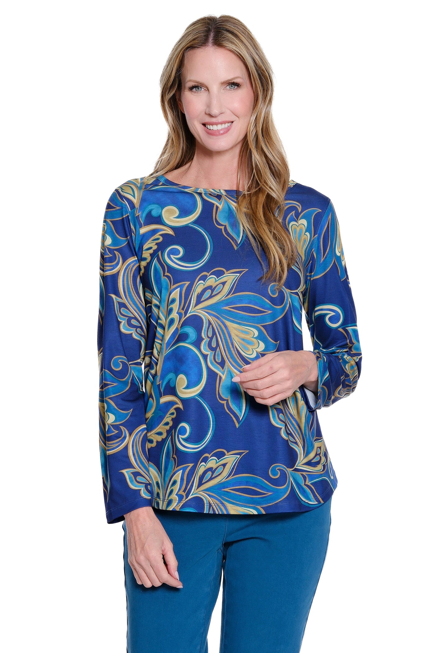 Print Slub Knit Top - Petite - Multi