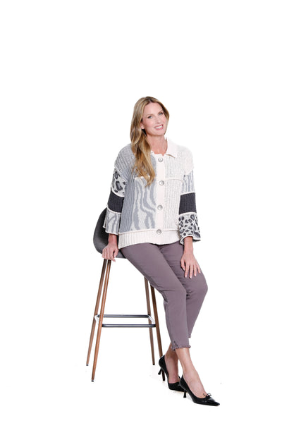 Patchwork Jacquard Knit Cardigan - Multi