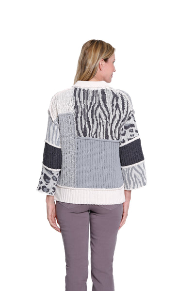 Patchwork Jacquard Knit Cardigan - Multi