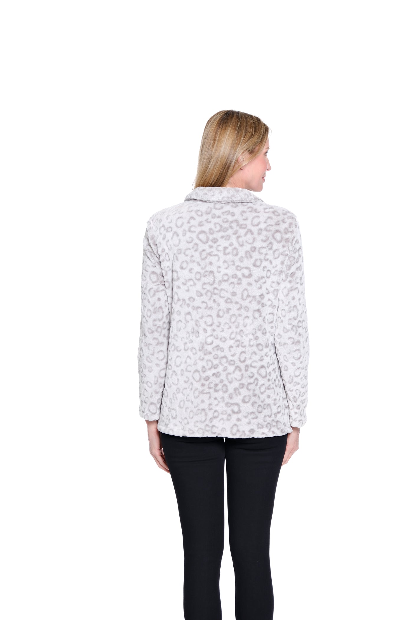 Plush Cheetah Knit Top - Frost Grey