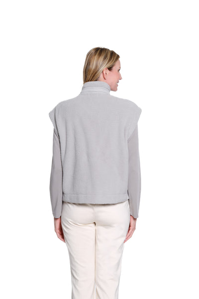 Cozy Faux Fur Snap-Front Vest - Frost Grey