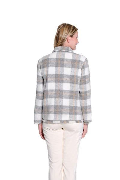 Plaid Fringe-Hem Woven Jacket - Multi