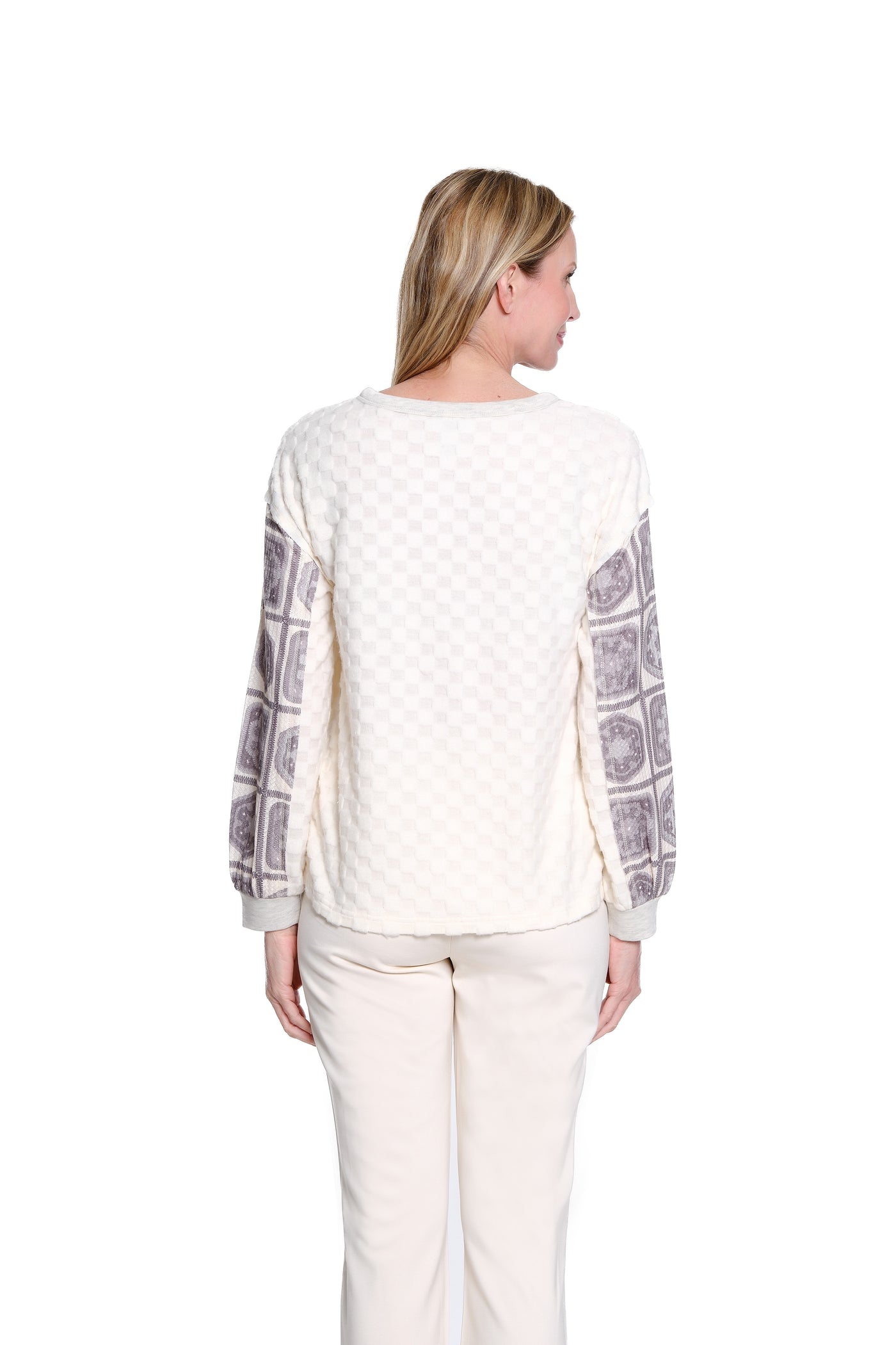 Plush Y-Neck Top - Multi