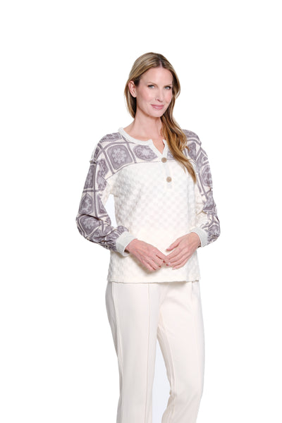 Plush Y-Neck Top - Multi