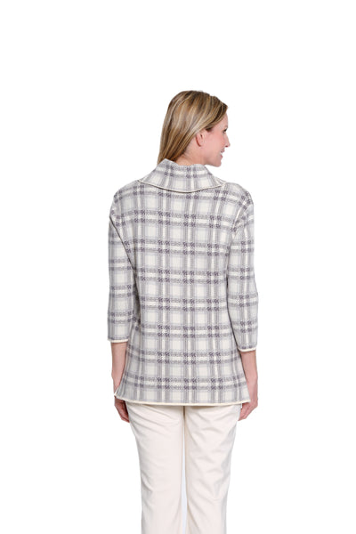 Jacquard Knit Cowl Neck Top - Multi