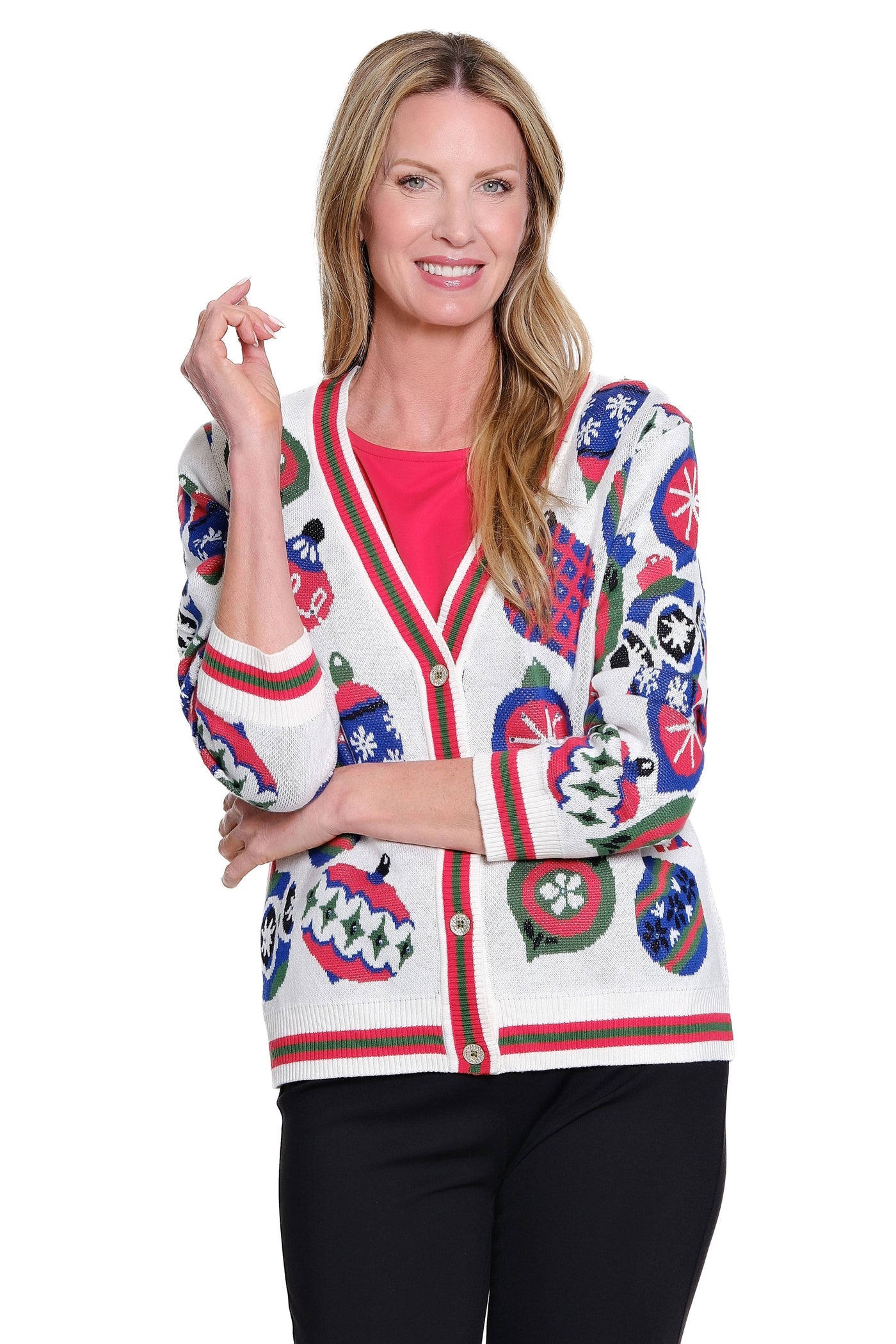 Embellished Button-Front Knit Cardigan - Multi