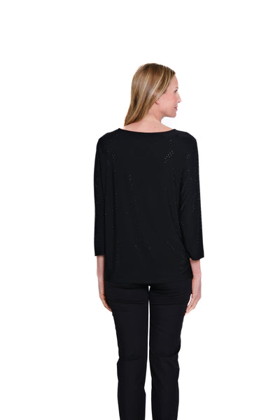High-Neck Knit Top - Black