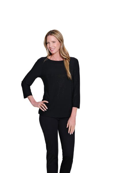 High-Neck Knit Top - Black