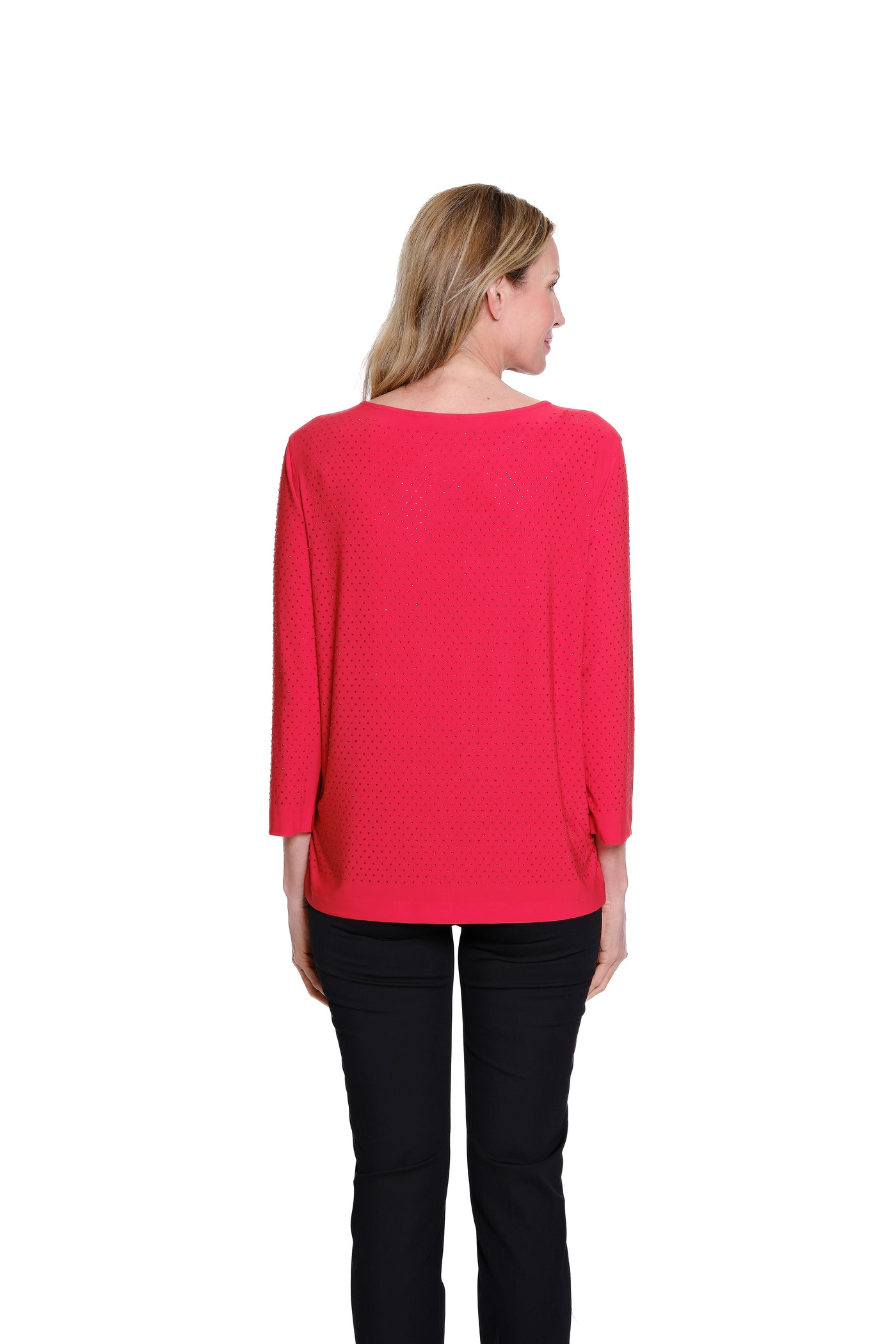 High-Neck Knit Top - Red