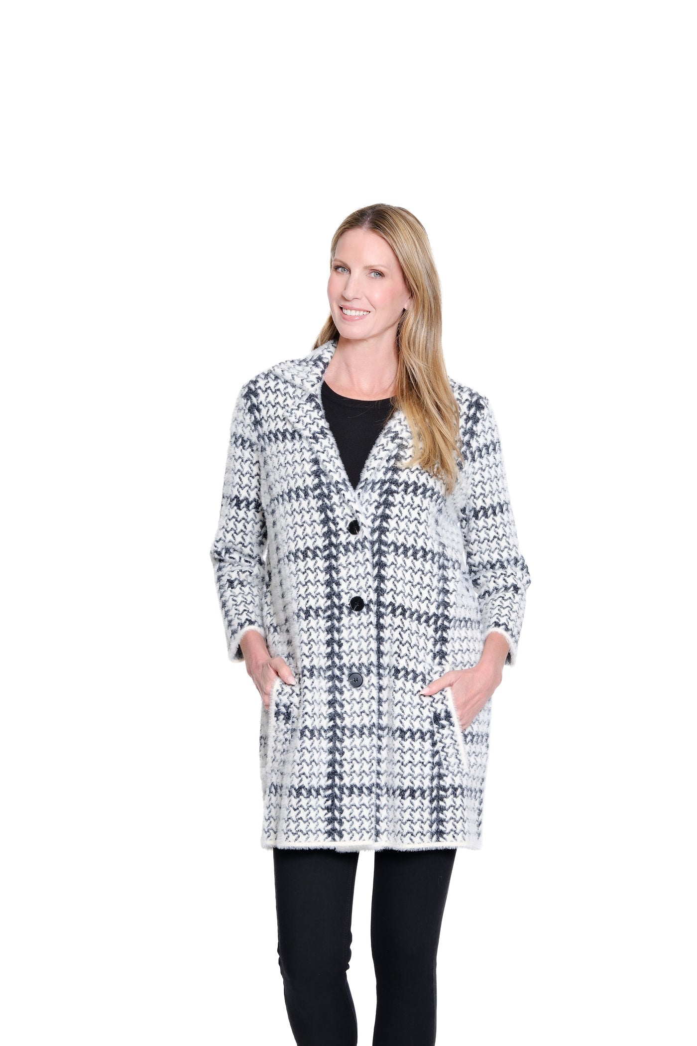 Jacquard Long Knit Cardigan - Winter White