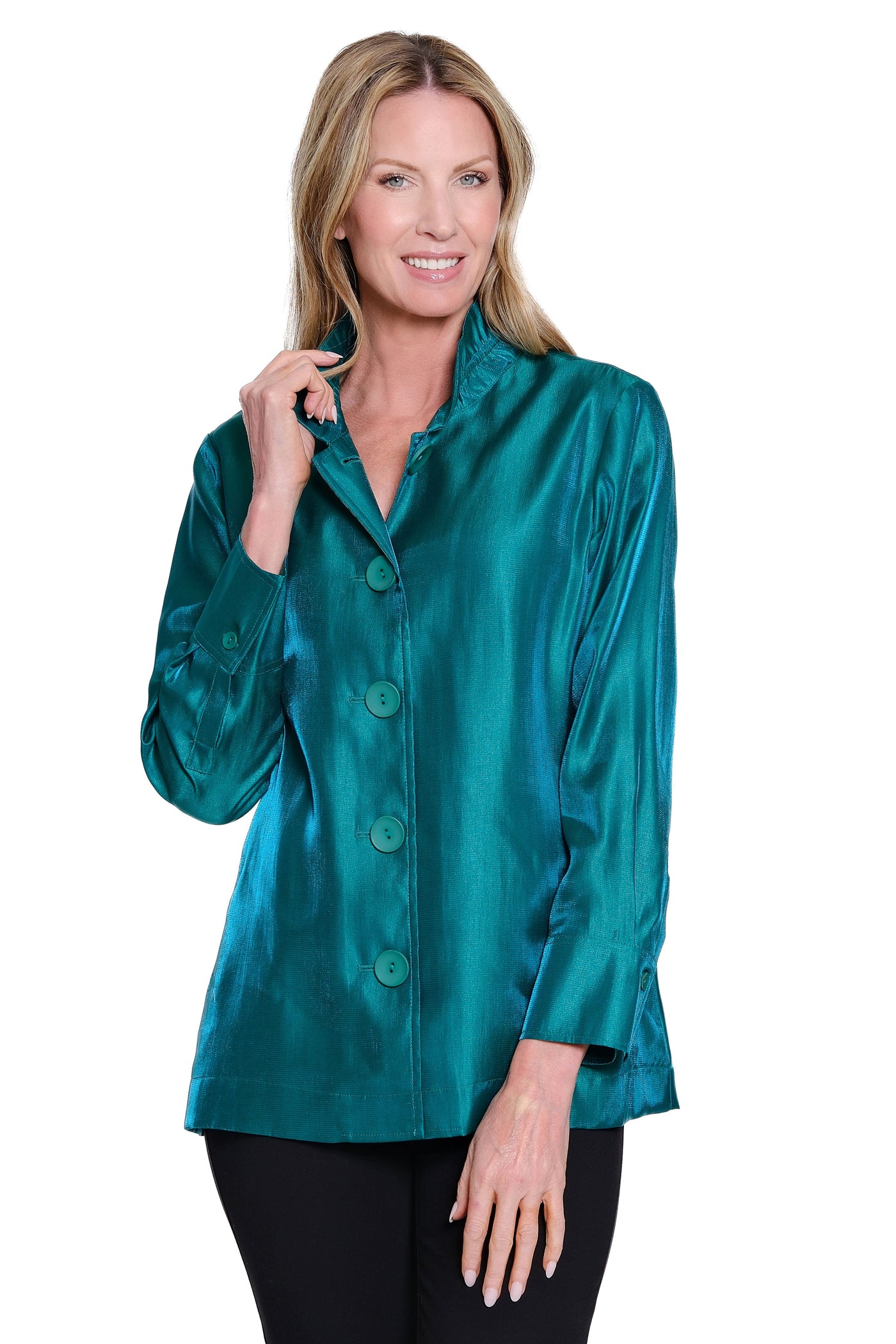 Shimmer Wire Collar Jacket - Evergreen