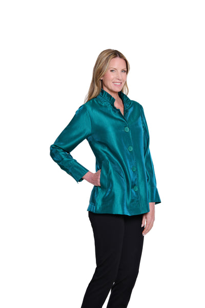 Shimmer Wire Collar Jacket - Evergreen