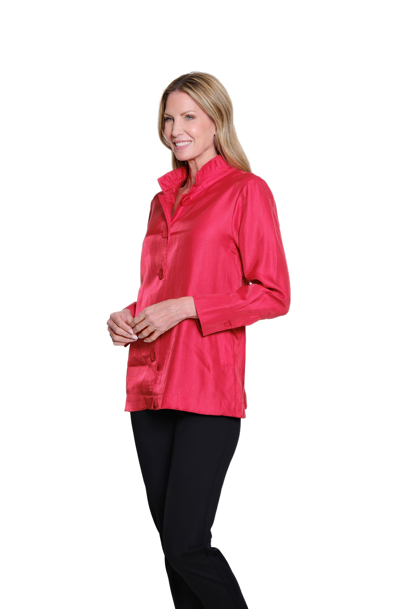 Shimmer Wire Collar Jacket - Petite - Red