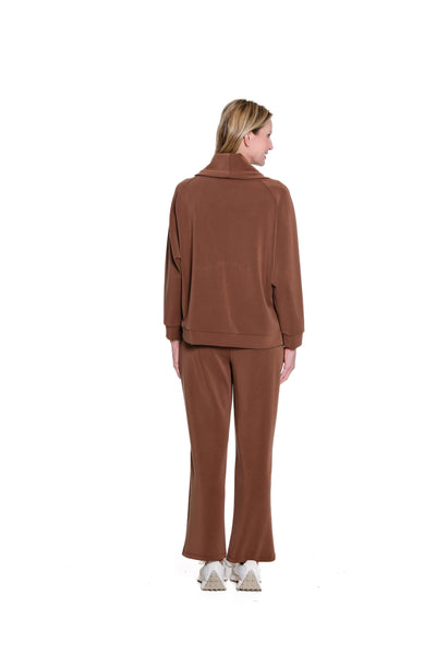 Drawstring Cowl Collar Knit Top - Plus - Rich Chocolate