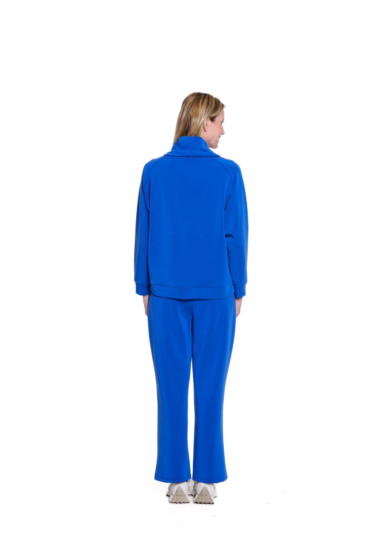 Drawstring Cowl Collar Knit Top - Plus - Royal