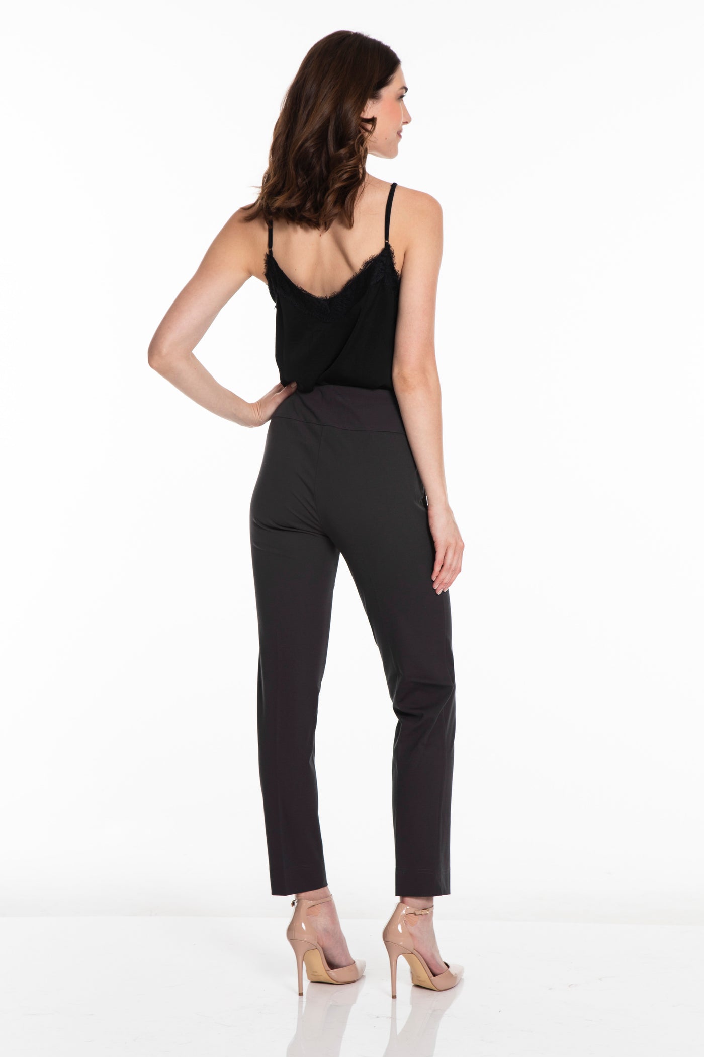 Pull-On Solid Ease-Y-Fit Knit Ankle Leg Pant - Deep Charcoal