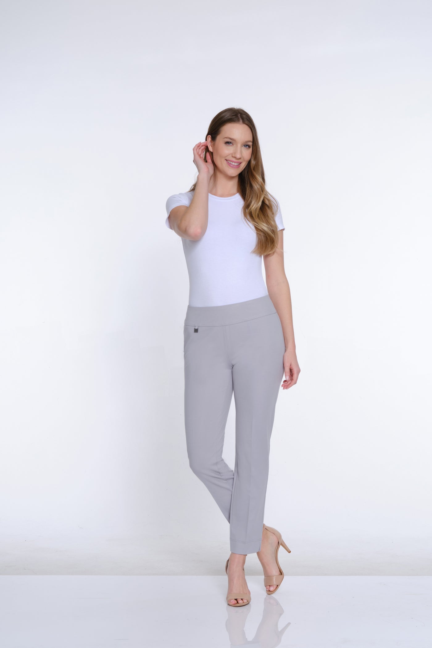 Ease-Y-Fit Knit Ankle Pant - Petite - Sky Grey