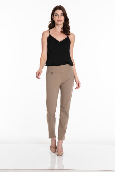 Pull-On Solid Ease-Y-Fit Knit Ankle Leg Pant - Truffle