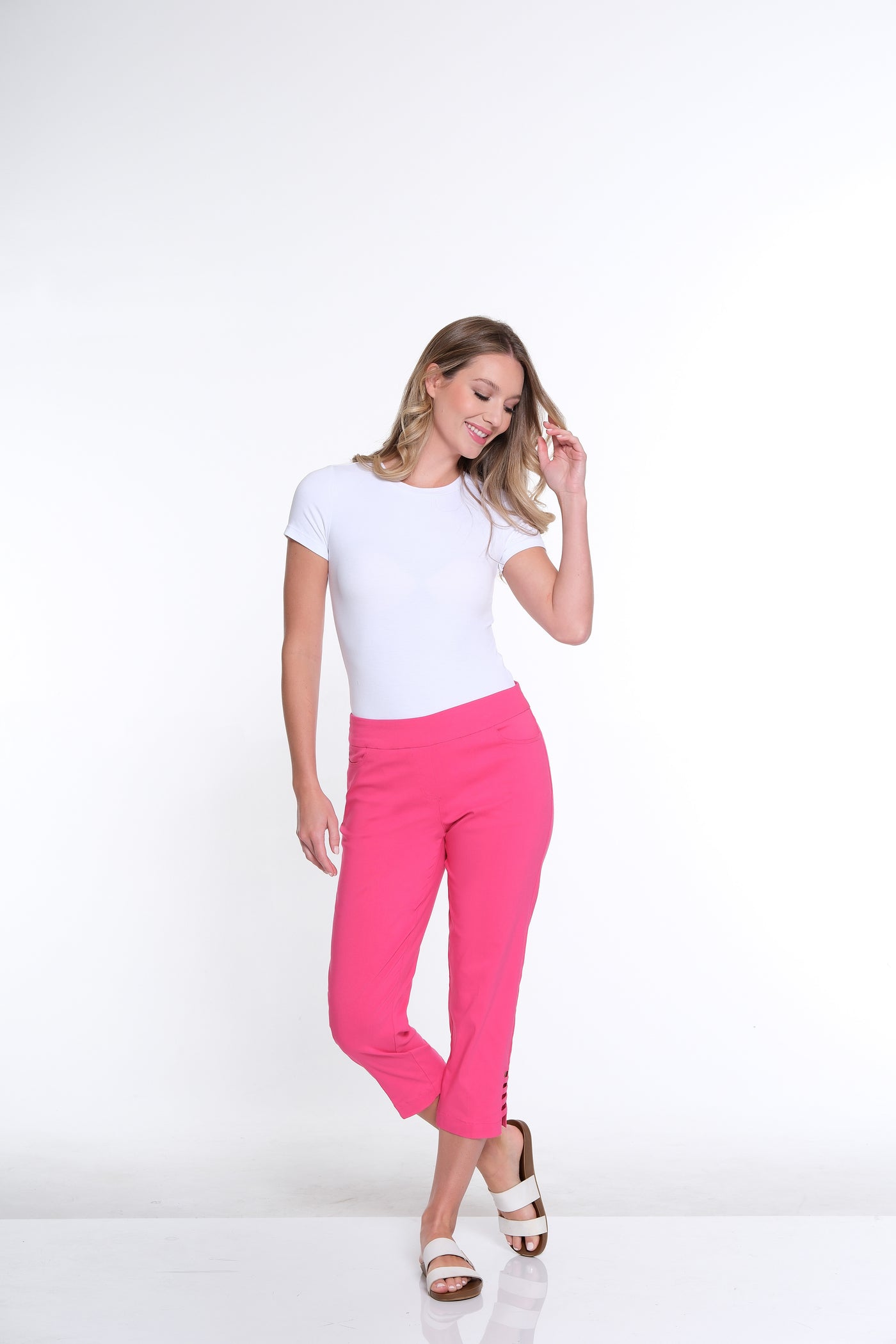 Solid Crop Pant- Bright Pink