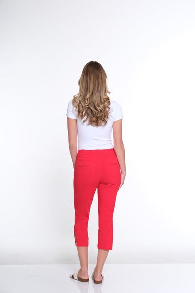 Solid Crop Pant- Red