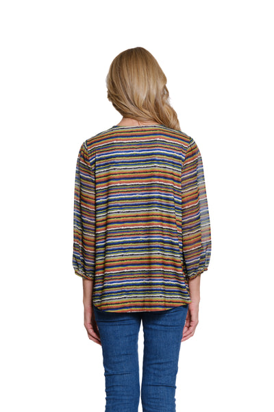 Embroidered Mixed Print Top - Multi