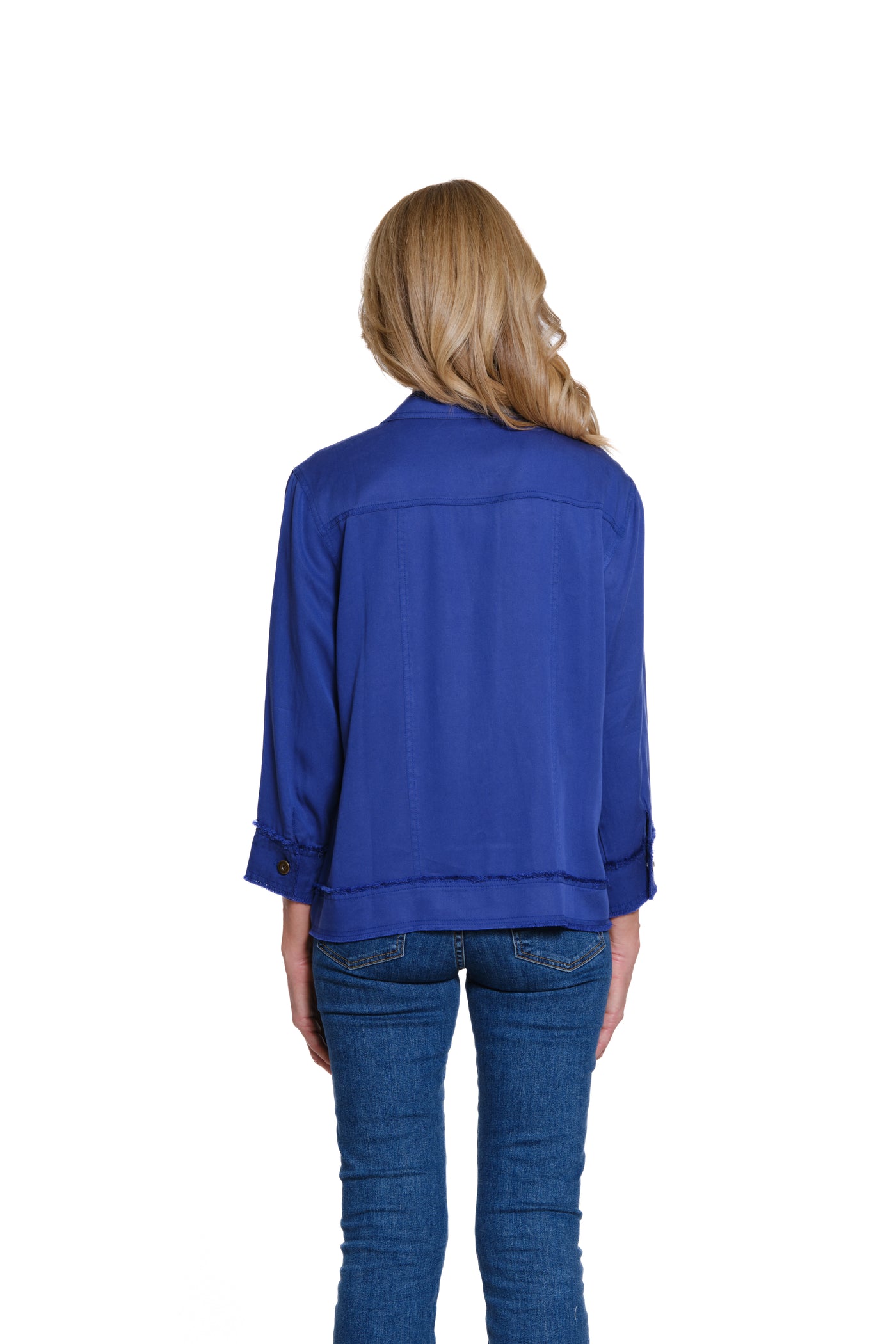 Fringe Hem Jean Jacket - Dazzling Blue