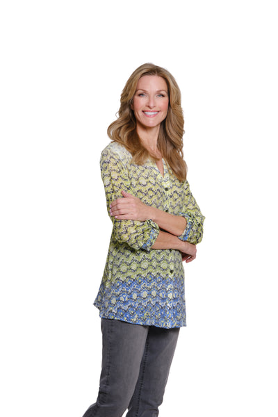 Ombre Print Shirt with Tie Waist - Multi