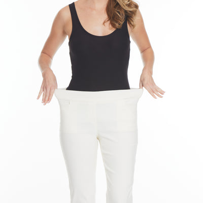 PULL-ON ANKLE PANT with REAL FRONT & BACK POCKETS - Winter White