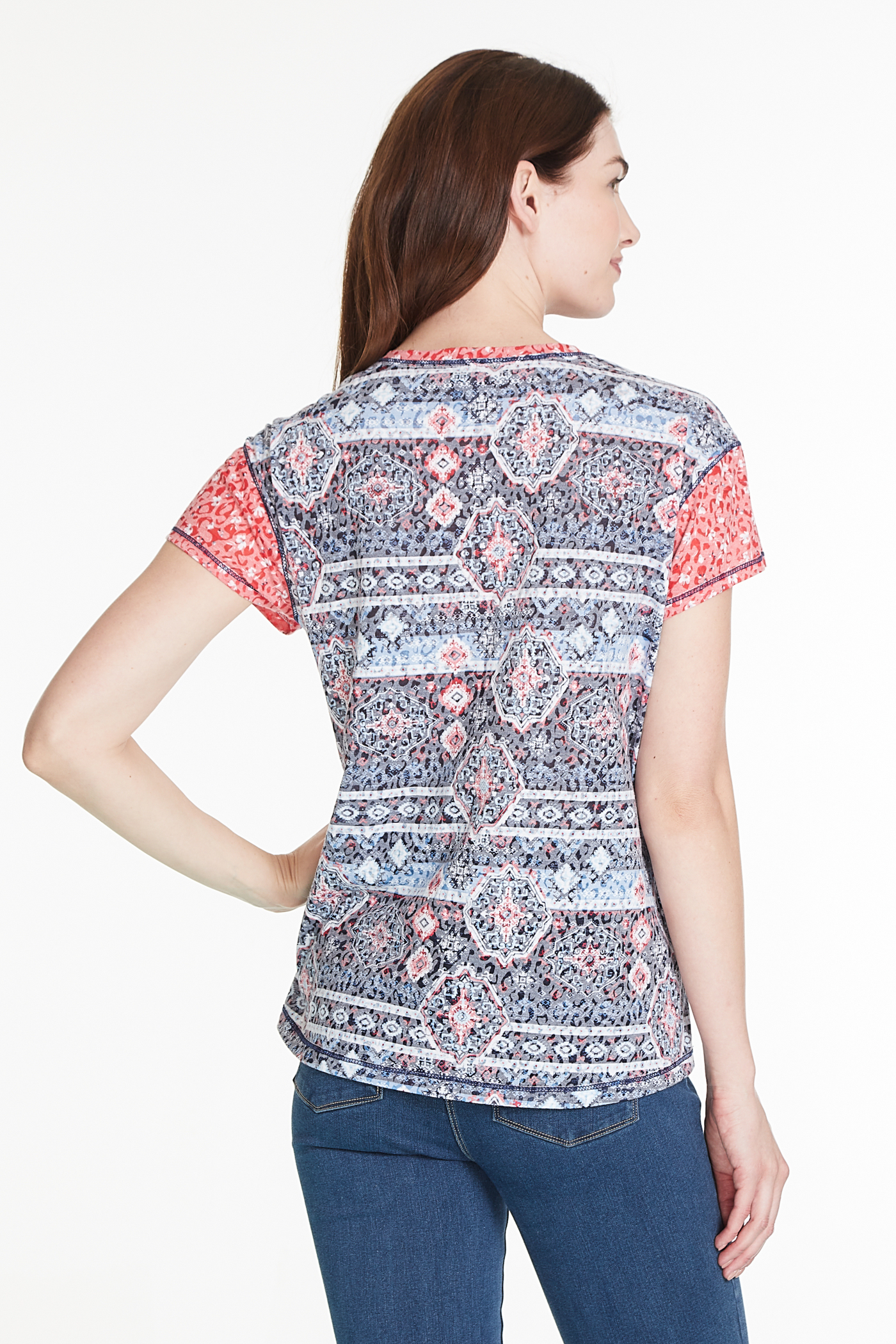 Cap Sleeve V-Neck Top - Multi