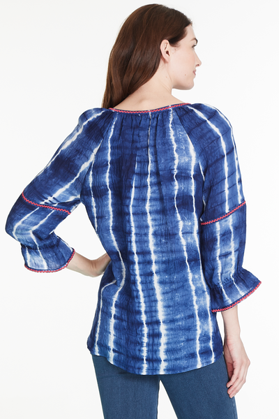 Tie Dye Crinkle Woven Top - Women's - Navy