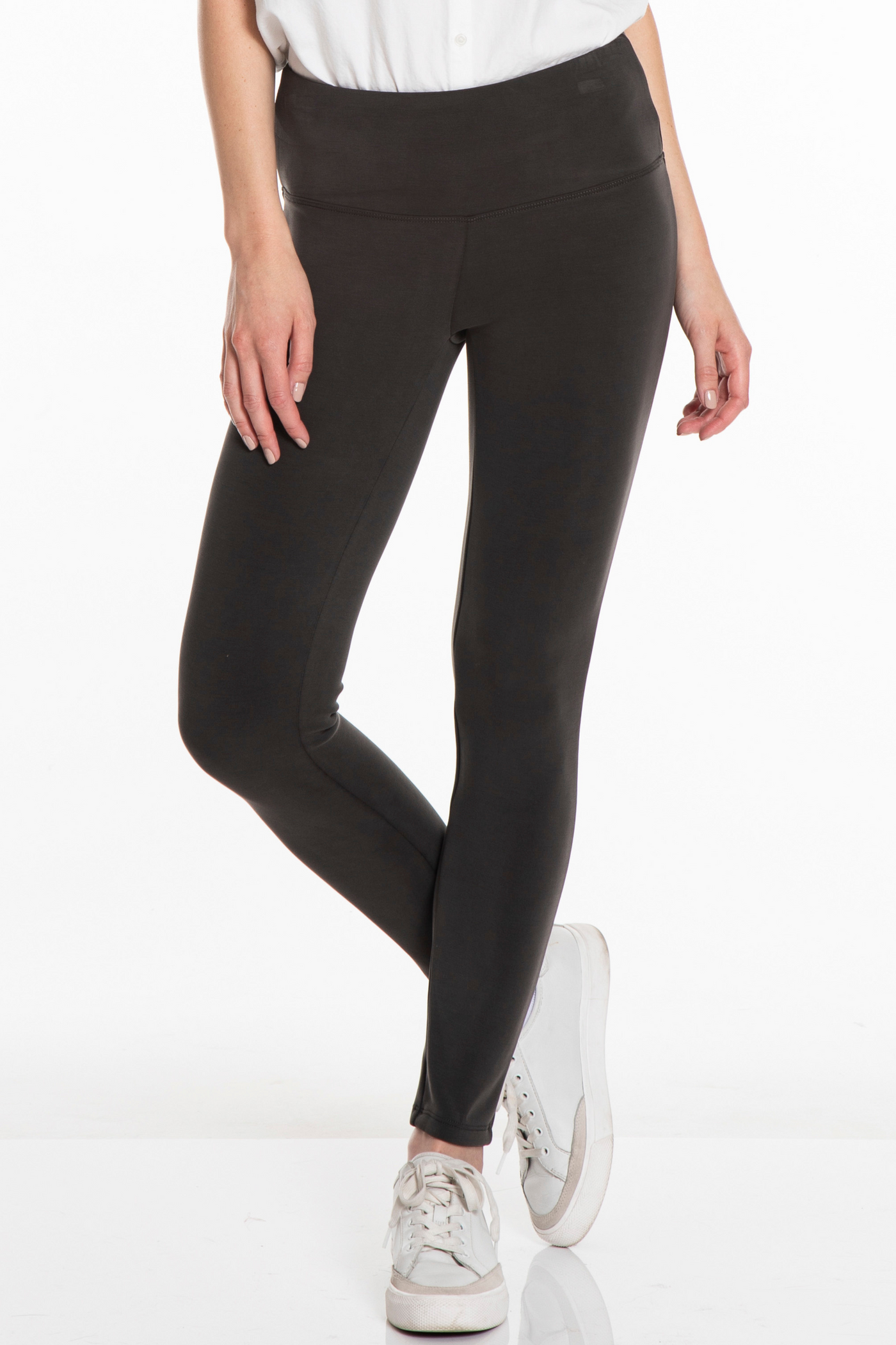 PLUS WIDE BAND PULL-ON ANKLE LEGGING - Deep Charcoal