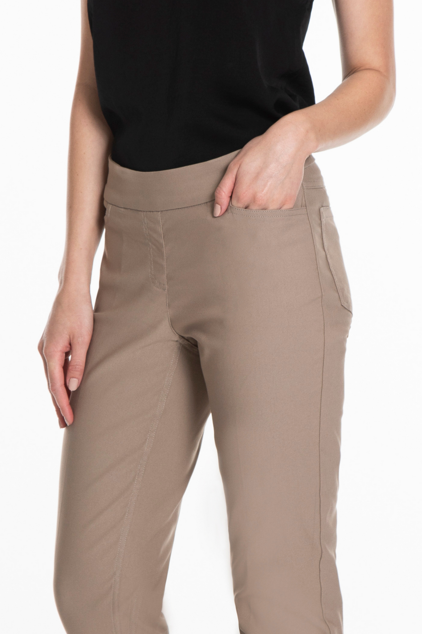 PULL-ON ANKLE PANT with REAL FRONT & BACK POCKETS - Truffle