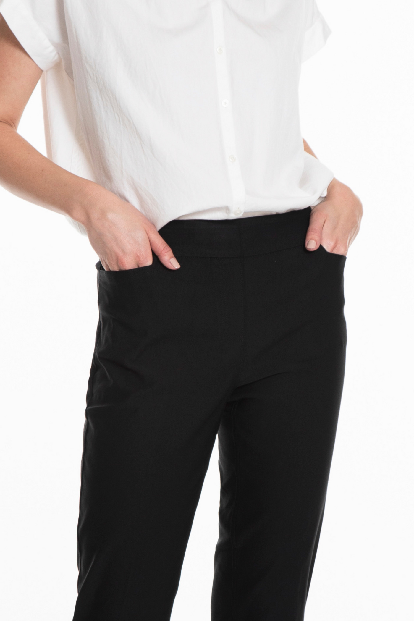 PULL-ON ANKLE PANT with RING HEM VENTS - Black