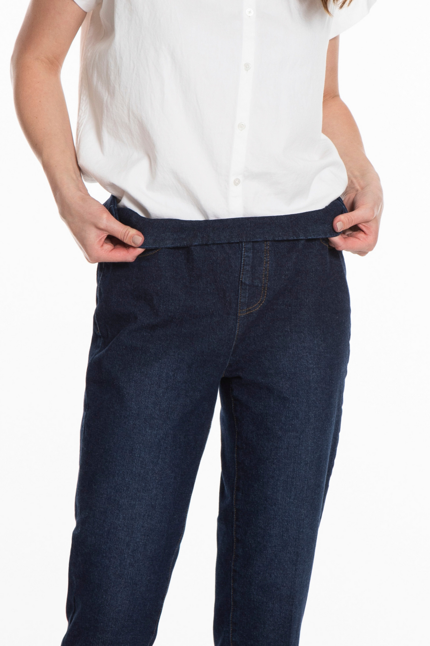 PLUS FRINGE HEM ANKLE JEAN - Dark Indigo