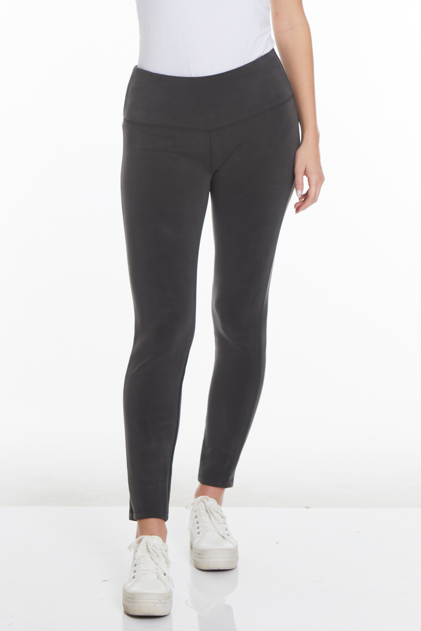 WIDE BAND PULL-ON ANKLE LEGGING - Intense Gray