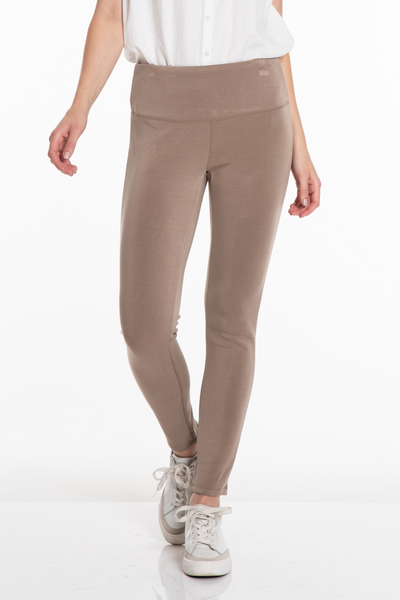 WIDE BAND PULL-ON ANKLE LEGGING - Truffle