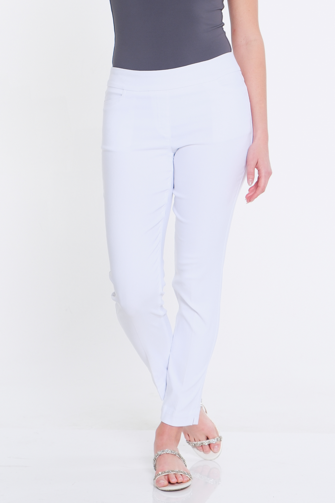 PLUS PULL-ON ANKLE PANT WITH REAL FRONT AND BACK POCKETS - Women's - White