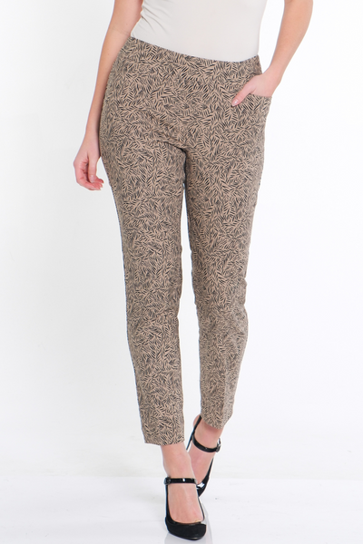 PULL-ON ANKLE PANT with REAL FRONT & BACK POCKETS - Leaf Print