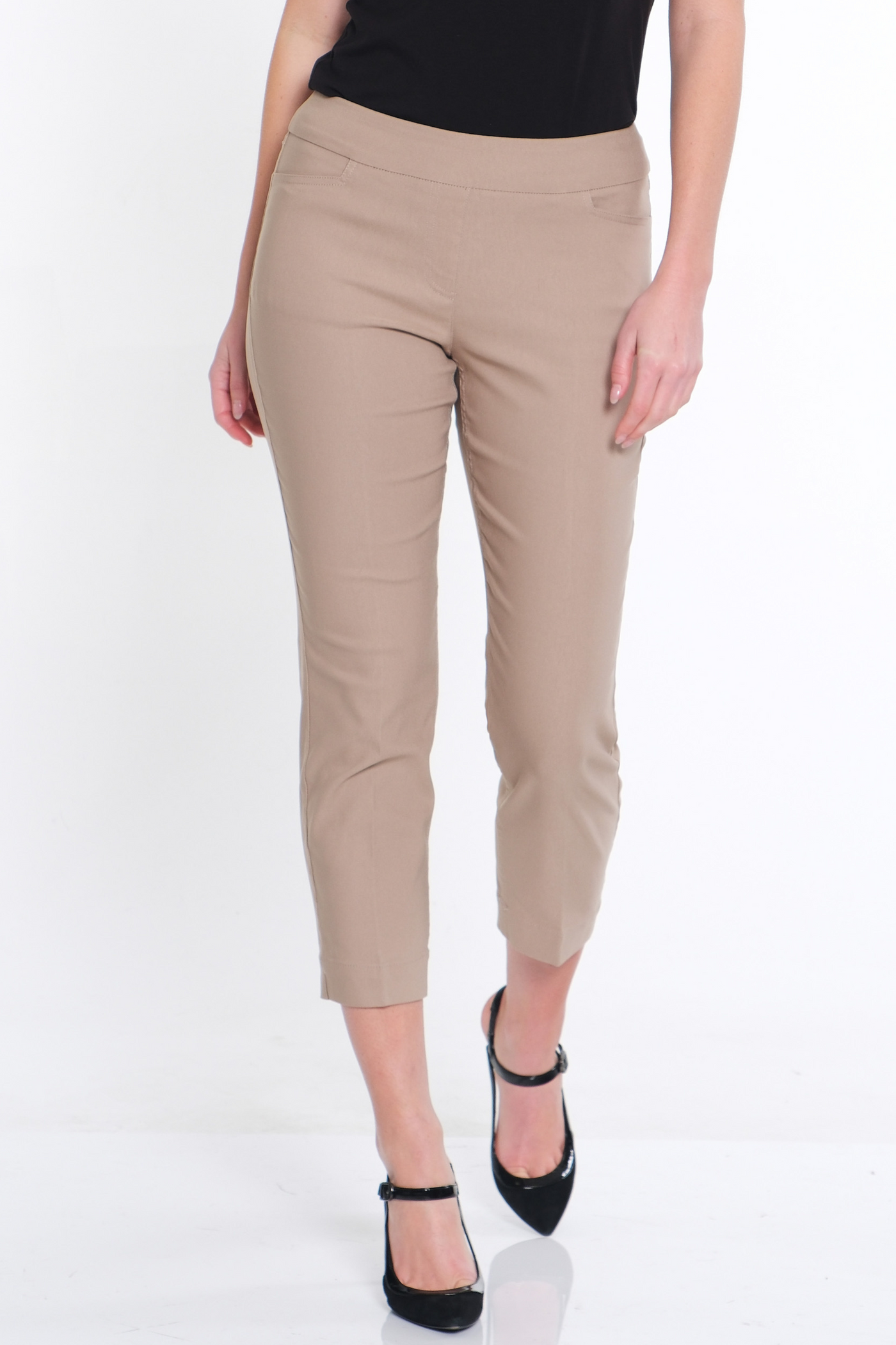 Pull-On Crop Pant With Real Front & Back Pockets - Stone