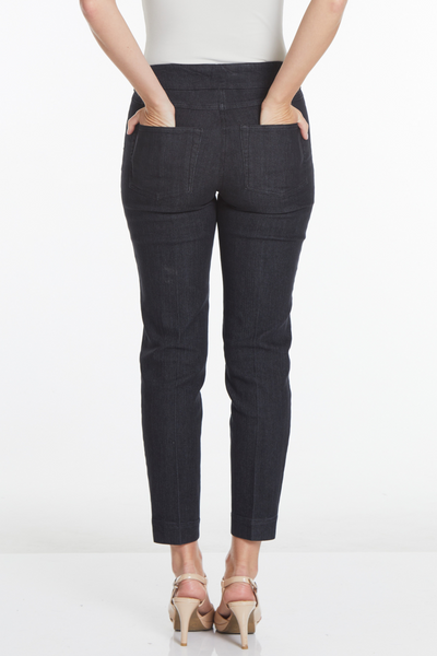 Pull-On Black Denim Ankle Pants