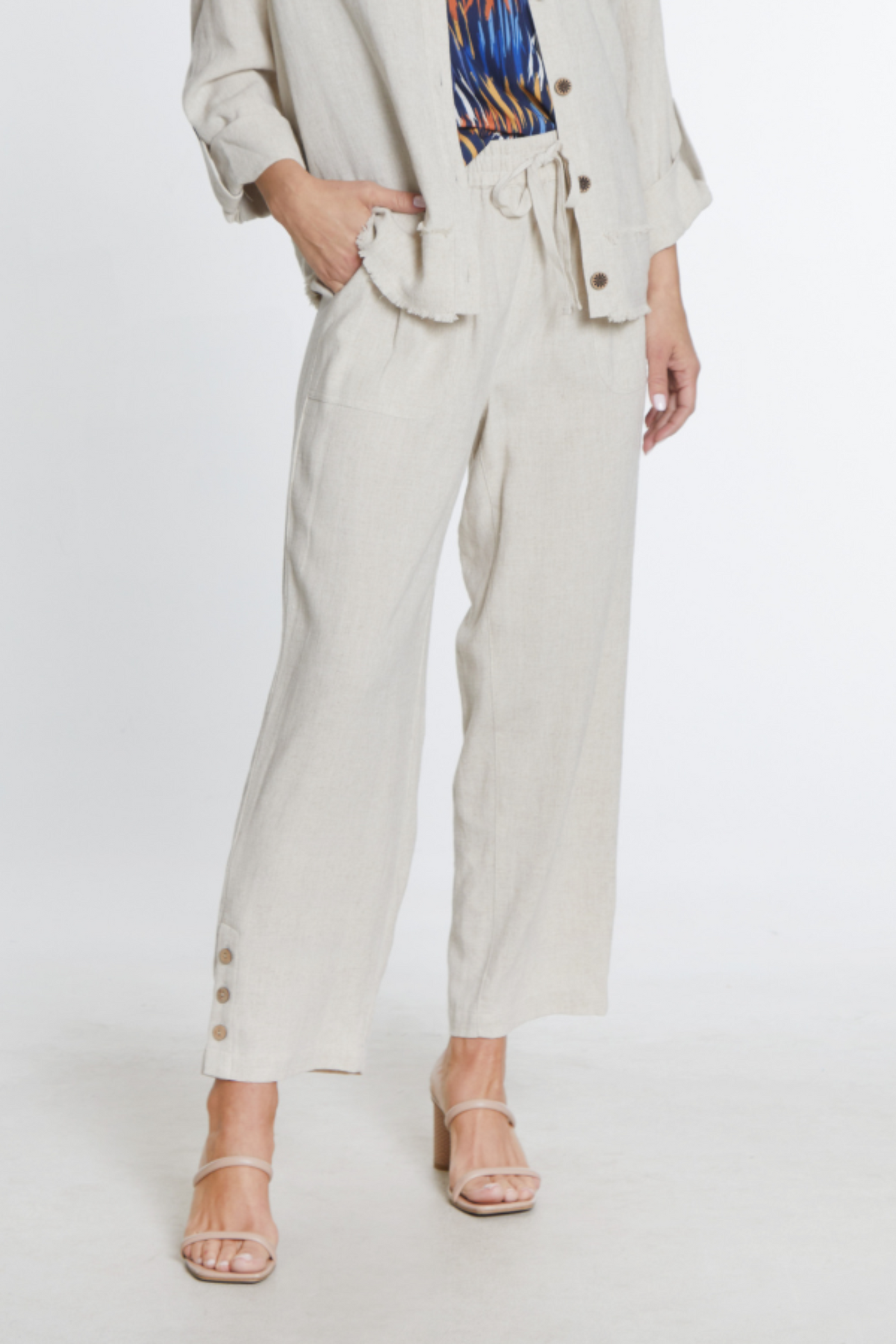 Elastic Waist Ankle Pant - Flax