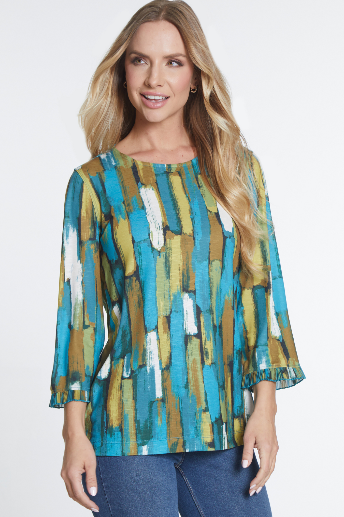 Pleated Flounce Sleeve Top - Multi