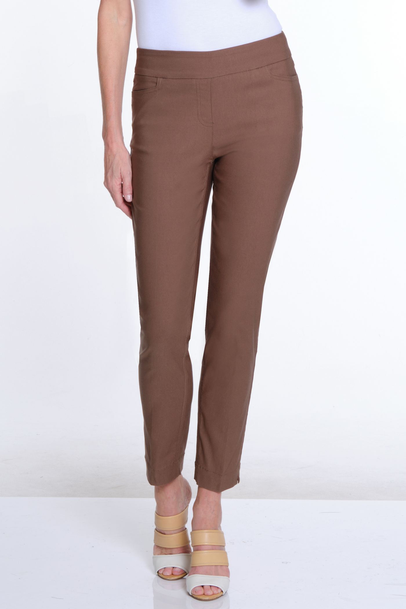 Pull-On Solid Fine Line Twill Ankle Pant - Women's - Truffle